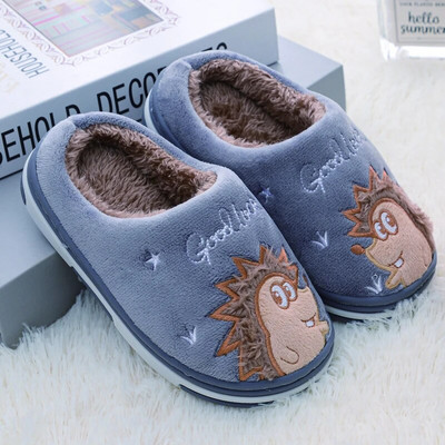 Μόδα παντόφλες για μικρά αγόρια Χειμερινά ζεστά παπούτσια Casual οικιακό εξοπλισμό Βρεφικά είδη Αντιολισθητική σόλα Loafers Cartoon Hedgehog παιδικά υποδήματα