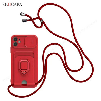 priekš Redmi Note 12 Pro Case Crossbody Necklace Virves Slide Case priekš Xiaomi Redmi A1 Plus 12C 10C 10A Note 11 10 Pro Stand Cover