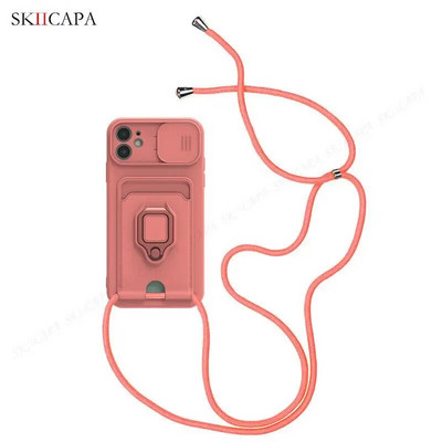 priekš Redmi Note 12 Pro Case Crossbody Necklace Virves Slide Case priekš Xiaomi Redmi A1 Plus 12C 10C 10A Note 11 10 Pro Stand Cover
