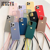 Plating Love Crossbody Κολιέ Κορδόνι Κορδόνι Μαλακή θήκη τηλεφώνου για iPhone 15 14 13 12 Pro Max 11 Mini XS XR 7 Plus SE Κάλυμμα