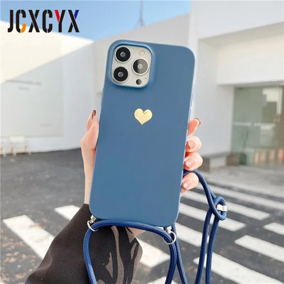 Plating Love Crossbody Κολιέ Κορδόνι Κορδόνι Μαλακή θήκη τηλεφώνου για iPhone 15 14 13 12 Pro Max 11 Mini XS XR 7 Plus SE Κάλυμμα