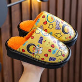 Jauna jauka multfilma bērnu ūdensizturīgas plīša čības Mīksta zole Neslīdoša ziemas silta zīdaiņu zēnu meitenes iekštelpu kokvilnas kurpes