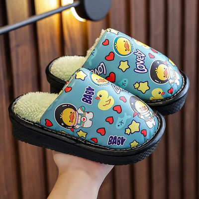 Jauna jauka multfilma bērnu ūdensizturīgas plīša čības Mīksta zole Neslīdoša ziemas silta zīdaiņu zēnu meitenes iekštelpu kokvilnas kurpes