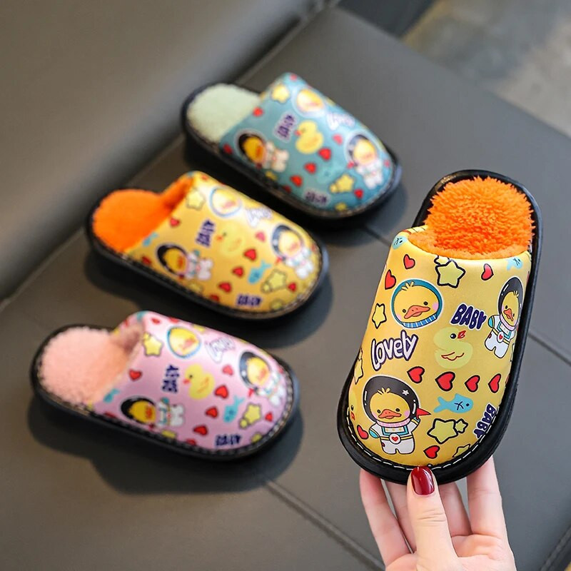 Jauna jauka multfilma bērnu ūdensizturīgas plīša čības Mīksta zole Neslīdoša ziemas silta zīdaiņu zēnu meitenes iekštelpu kokvilnas kurpes