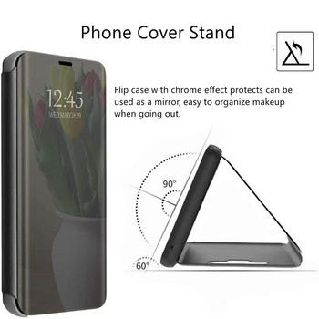 Луксозен смарт калъф за Samsung Galaxy S23 Ultra S22 S21 S20 S10 S9 S8 Plus S23 FE S10 Lite Mirror Leather Smart Flip Support Cover