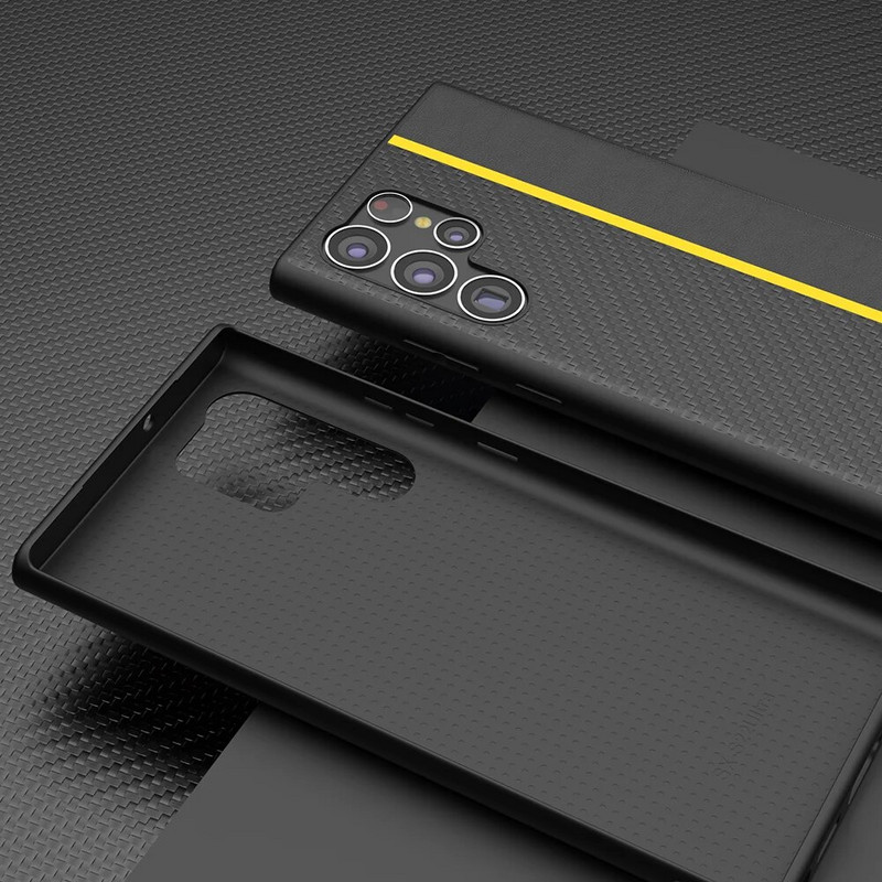 Oglekļa šķiedras raksta datora maciņš priekš Samsung Galaxy S23 Ultra Matte aramid pret pirkstu nospiedumiem triecienizturīgs tālruņa vāciņš