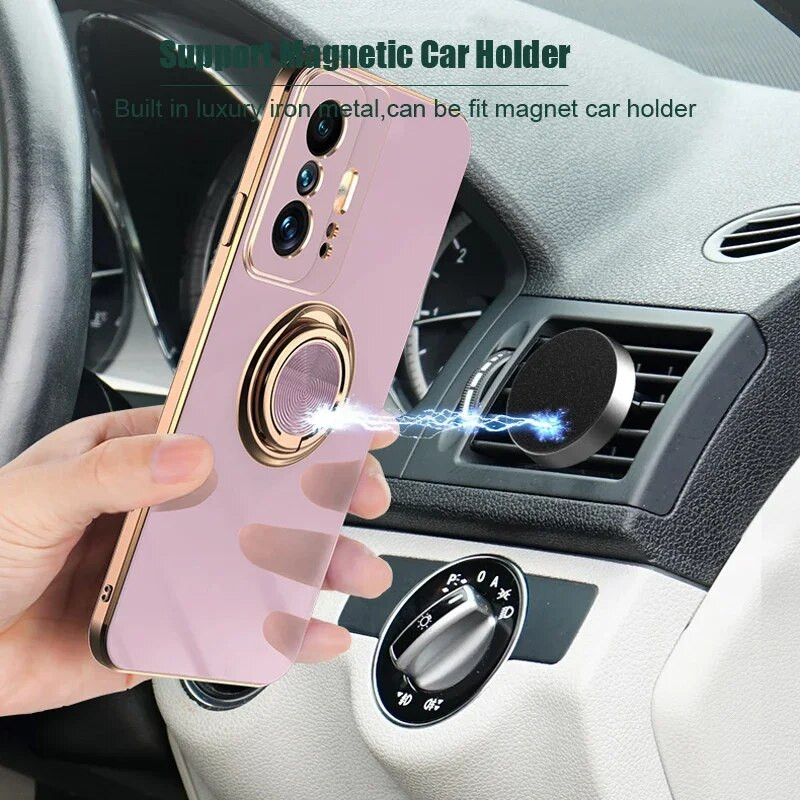 Pārklājuma silikona futrālis Xiaomi Mi 13T 13 11T 10T Pro 12T Mi11T 12 12X T Pilnīgi aizsargājoši magnētiski vāciņi ar gredzena turētāja statīvu