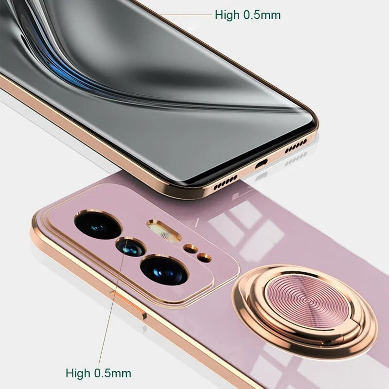 Pārklājuma silikona futrālis Xiaomi Mi 13T 13 11T 10T Pro 12T Mi11T 12 12X T Pilnīgi aizsargājoši magnētiski vāciņi ar gredzena turētāja statīvu