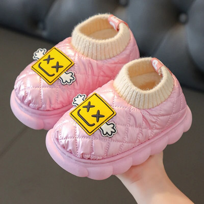Jaunas ziemas ūdensnecaurlaidīgas kokvilnas čības Bērnu multfilma Neslīdoša mīksta zole Bērni zēni meitenes papēži silti plīša augstas mājas apavi