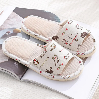 Pamučne lanene ženske papuče Summer Flat Eva Soft Lightweight Four Seasons Floor Seasons Floor Home Papuče Ženske za besplatnu dostavu