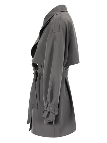 DEAT Fashion Γυναικεία καμπαρντίνα πέτο σταυρωτό συνονθύλευμα Διπλό στήθος Φύλλα μακρυμάνικο αντιανεμικό φθινόπωρο 2023 Νέο CPG0586