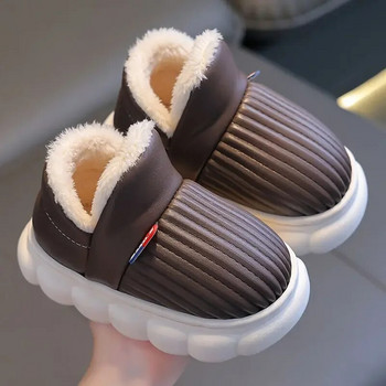 Зимни Детски бебешки момчета Момичета Зимни чехли Нехлъзгащи се домашни вътрешни обувки Мъжки дамски модни топли детски обувки за спалня Чехли