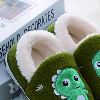 Μόδα παντόφλες για μικρά αγόρια Χειμερινά ζεστά παπούτσια Casual Home Είδη μωρού Αντιολισθητική σόλα Loafers Cartoon Dinosaur Παιδικά υποδήματα