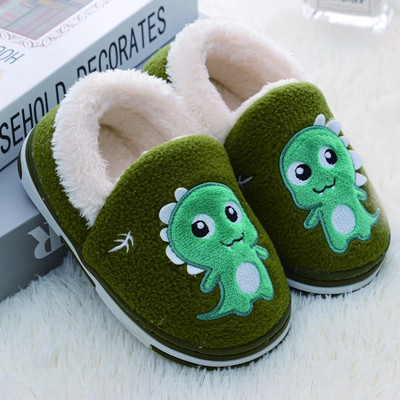 Μόδα παντόφλες για μικρά αγόρια Χειμερινά ζεστά παπούτσια Casual Home Είδη μωρού Αντιολισθητική σόλα Loafers Cartoon Dinosaur Παιδικά υποδήματα
