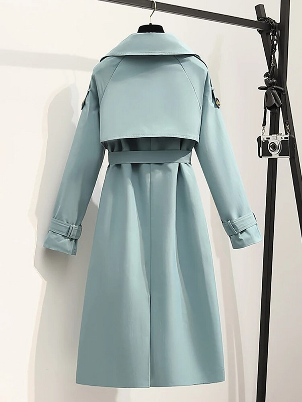 ITOOLIN rudens ziemas sieviešu garais mētelis, moderns vēja necaurlaidīgs mētelis, divrindu mēteļi, zaļa josta, vējjaka 2023