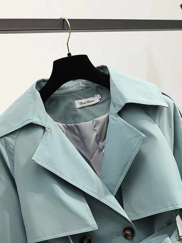 ITOOLIN rudens ziemas sieviešu garais mētelis, moderns vēja necaurlaidīgs mētelis, divrindu mēteļi, zaļa josta, vējjaka 2023