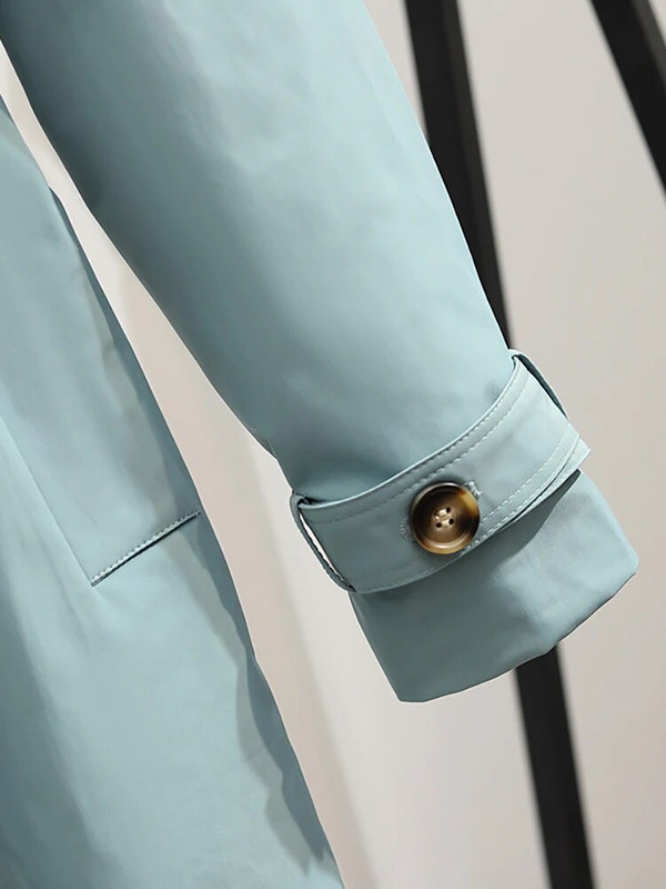 ITOOLIN rudens ziemas sieviešu garais mētelis, moderns vēja necaurlaidīgs mētelis, divrindu mēteļi, zaļa josta, vējjaka 2023