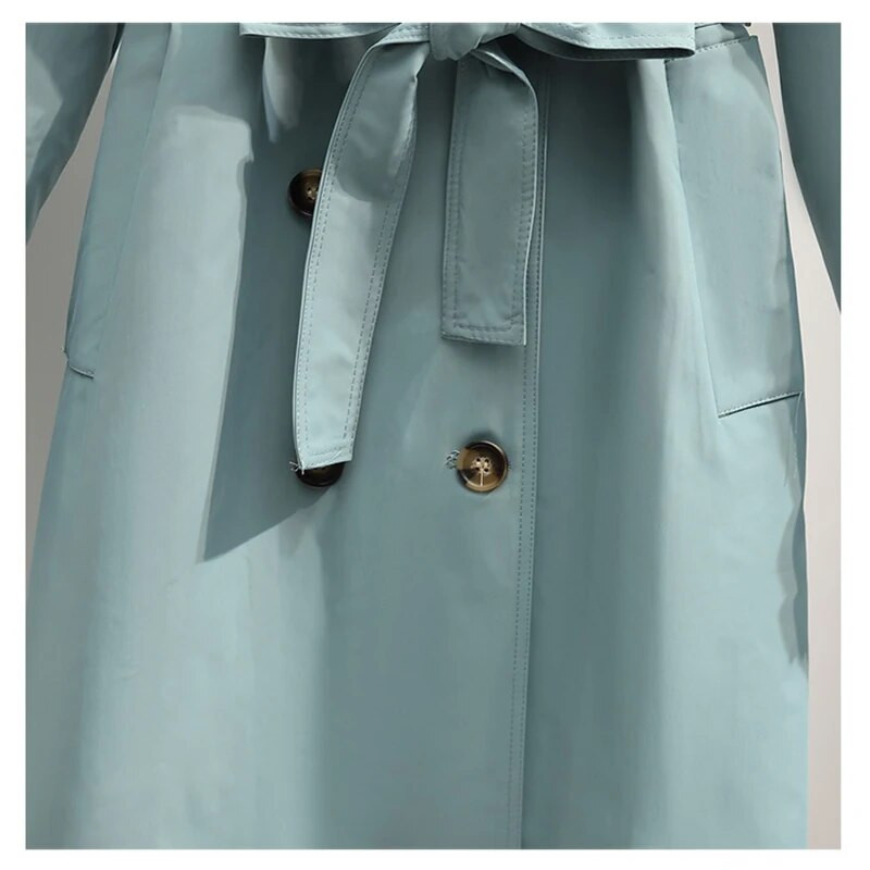 ITOOLIN rudens ziemas sieviešu garais mētelis, moderns vēja necaurlaidīgs mētelis, divrindu mēteļi, zaļa josta, vējjaka 2023