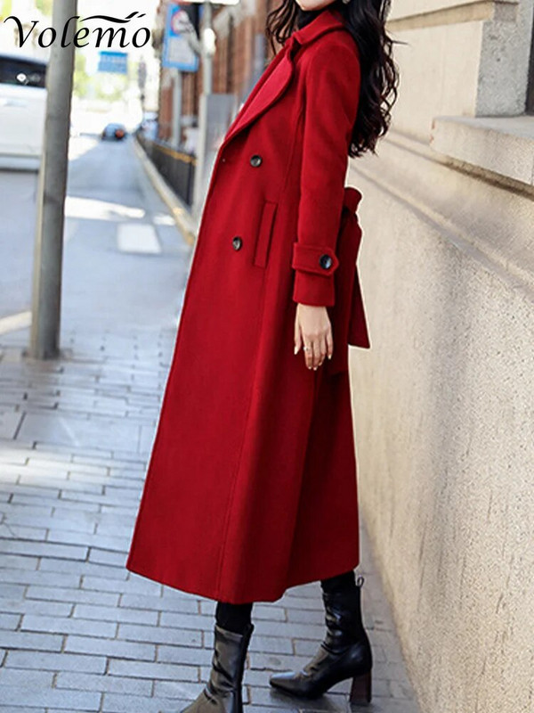 Talvemantel naiste ärikesksääre pikkusega jakk Formaalne villasegudega kaherealine mantel Paks õhuke naiste mantel