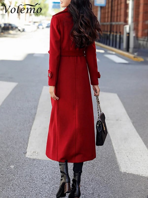 Talvemantel naiste ärikesksääre pikkusega jakk Formaalne villasegudega kaherealine mantel Paks õhuke naiste mantel