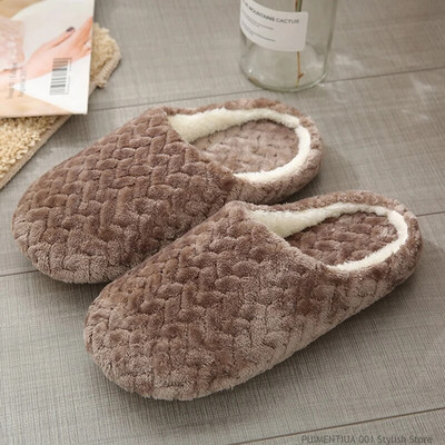Unisex žieminės šiltos šlepetės Pūkuotos medvilnės moteriškos vyriškos namų batai Paprasti neslystantys vidaus čiuožyklos pliušinės poros šlepetės moteriški batai