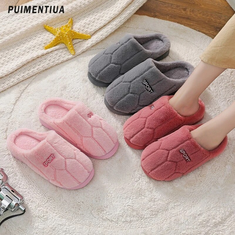 Unisex žieminės šiltos šlepetės Pūkuotos medvilnės moteriškos vyriškos namų batai Paprasti neslystantys vidaus čiuožyklos pliušinės poros šlepetės moteriški batai