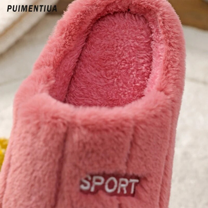 Unisex žieminės šiltos šlepetės Pūkuotos medvilnės moteriškos vyriškos namų batai Paprasti neslystantys vidaus čiuožyklos pliušinės poros šlepetės moteriški batai
