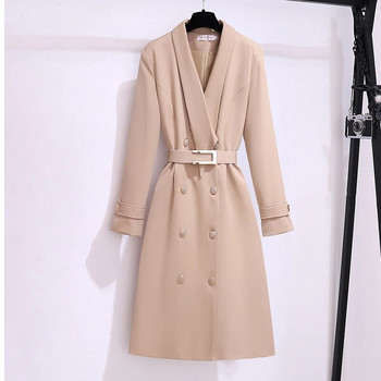 Γυναικεία καμπαρντίνα Κορεάτικη μόδα φθινοπωρινή ζώνη ρούχων Γυναικείο παλτό με διπλό στήθος Πολυτελή μπουφάν OL Χειμερινή μακριά καμπαρντίνα