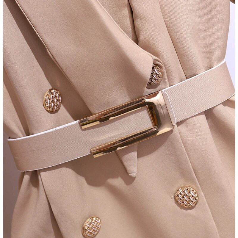 Trenčmētelis sievietēm korejiešu modes rudens apģērbs jostas divrindu sieviešu mētelis luksusa jakas OL ziemas garais mētelis