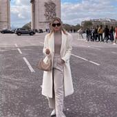 UNIZERA 2023 Φθινόπωρο/Χειμώνας Νέο προϊόν Γυναικείο νέο στυλ μόδας Ευέλικτο γιακάς πόλο Μονόστομο απαλό βελούδινο παλτό