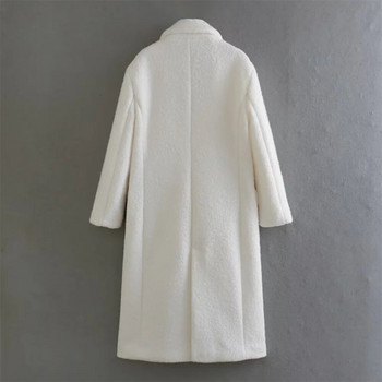 UNIZERA 2023 Есен/Зима Нов продукт Дамско ново модно стилно универсално поло яка Едноредно меко плюшено палто