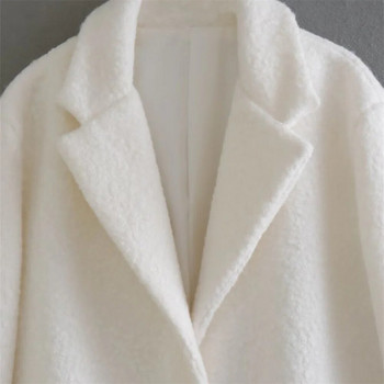 UNIZERA 2023 Есен/Зима Нов продукт Дамско ново модно стилно универсално поло яка Едноредно меко плюшено палто