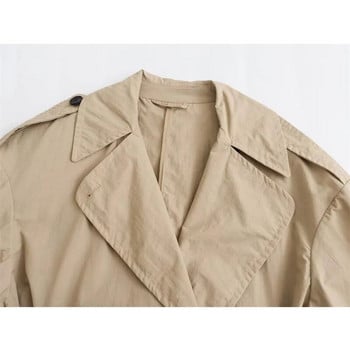 TRAF Trench Jacket Γυναικείο φθινόπωρο 2023 Νέο κομψό ίσιο πέτο μακριά γυναικεία καμπαρντίνα μόδας Street Κομψή νεανική ζώνη