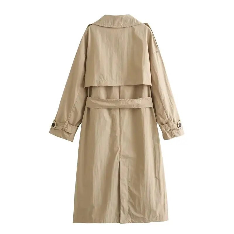 TRAF Trench Jacket Γυναικείο φθινόπωρο 2023 Νέο κομψό ίσιο πέτο μακριά γυναικεία καμπαρντίνα μόδας Street Κομψή νεανική ζώνη