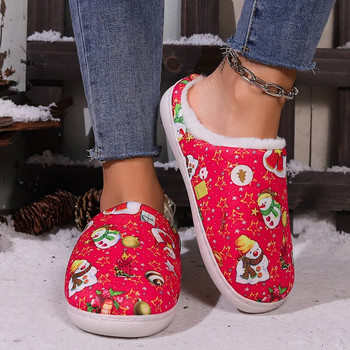 Γυναικείες παντόφλες Αρχική Χριστουγεννιάτικα παπούτσια σχεδιαστών Γυναικεία παπούτσια Χειμώνας Άγιος Βασίλης καρτούν Χνουδωτές παντόφλες Flats Σπίτι Γούνες Διαφάνειες Ζευγάρι