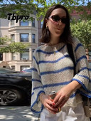 Sexy Skeleton Patchwork Džemperis Sieviešu Svītrai Brīvi Trikotāžas Topi Ērti Ikdienišķs Stilīgs Temperaments Piepilsētas džemperis Rudens Ziema