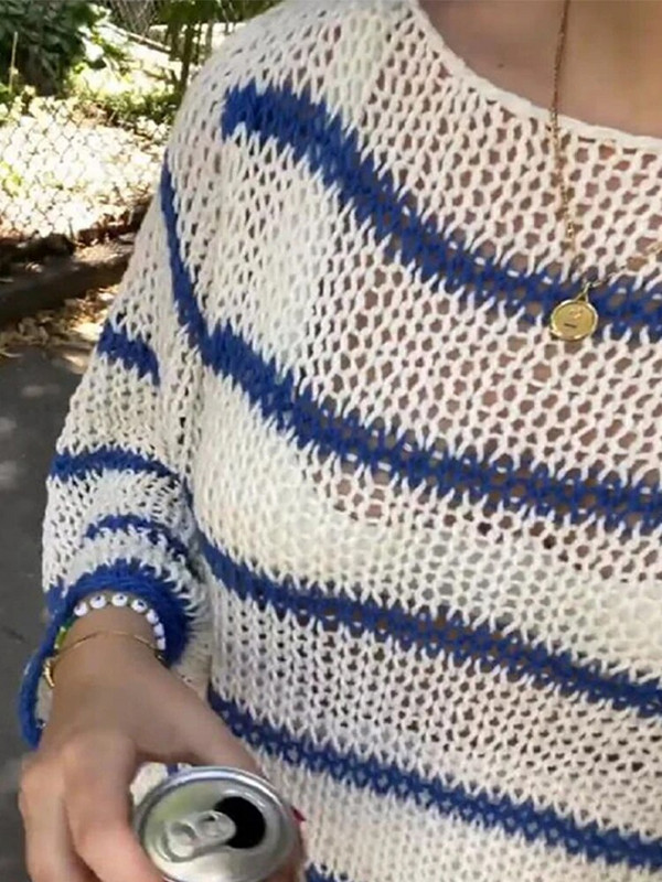 Sexy Skeleton Patchwork Džemperis Sieviešu Svītrai Brīvi Trikotāžas Topi Ērti Ikdienišķs Stilīgs Temperaments Piepilsētas džemperis Rudens Ziema