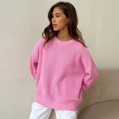 Solids O kakla biezs trikotāžas džemperis sievietēm ar garām piedurknēm, sagriezts džemperis, silts, elegants modes dizainera džemperis 2023. gada ziema