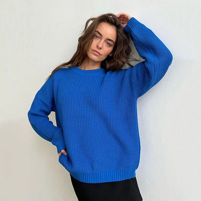 Solids O kakla biezs trikotāžas džemperis sievietēm ar garām piedurknēm, sagriezts džemperis, silts, elegants modes dizainera džemperis 2023. gada ziema