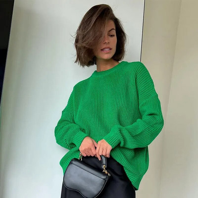 Solids O kakla biezs trikotāžas džemperis sievietēm ar garām piedurknēm, sagriezts džemperis, silts, elegants modes dizainera džemperis 2023. gada ziema