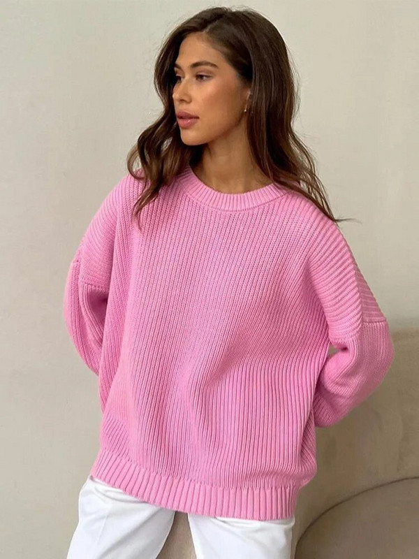 Solids O kakla biezs trikotāžas džemperis sievietēm ar garām piedurknēm, sagriezts džemperis, silts, elegants modes dizainera džemperis 2023. gada ziema