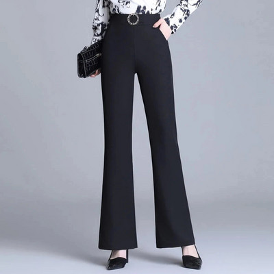 Apricot Slim Thin Flare Παντελόνι Γυναικείο Κορεάτικο καλοκαιρινό Pantalones De Mujer Cintura Alta Fashion Chic ελαστικό κομψό παντελόνι μέσης