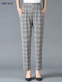 Oversize 4xl csíkos, magas derekú ceruzanadrág Női Alkalmi Egyenes nadrág Vintage Pantalones Tavaszi Ősz Alap Mom Spodnie Új
