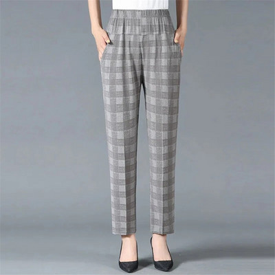 Oversize 4xl csíkos, magas derekú ceruzanadrág Női Alkalmi Egyenes nadrág Vintage Pantalones Tavaszi Ősz Alap Mom Spodnie Új