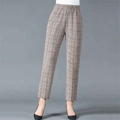 Oversize 4xl csíkos, magas derekú ceruzanadrág Női Alkalmi Egyenes nadrág Vintage Pantalones Tavaszi Ősz Alap Mom Spodnie Új