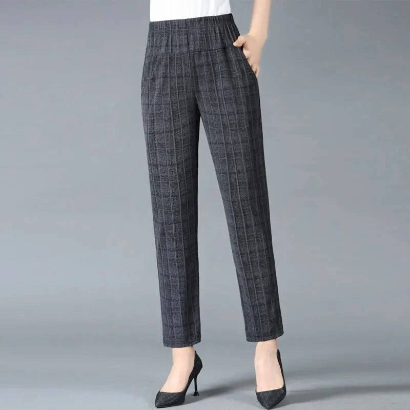 Oversize 4xl csíkos, magas derekú ceruzanadrág Női Alkalmi Egyenes nadrág Vintage Pantalones Tavaszi Ősz Alap Mom Spodnie Új