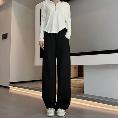 Vabad vabad elastsed kõrge vöökohaga laia säärega püksid naiste korea moe sirged pantalonid kevadised Harajuku kottis dressipüksid y2k uus