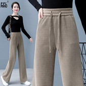 Γυναικείο παντελόνι Oversize 4xl με φαρδύ πόδι Μόδα κορδόνι ίσιο Pantalones φαρδύ παντελόνι Casual ελαστικό ψηλόμεσο κοτλέ παντελόνι