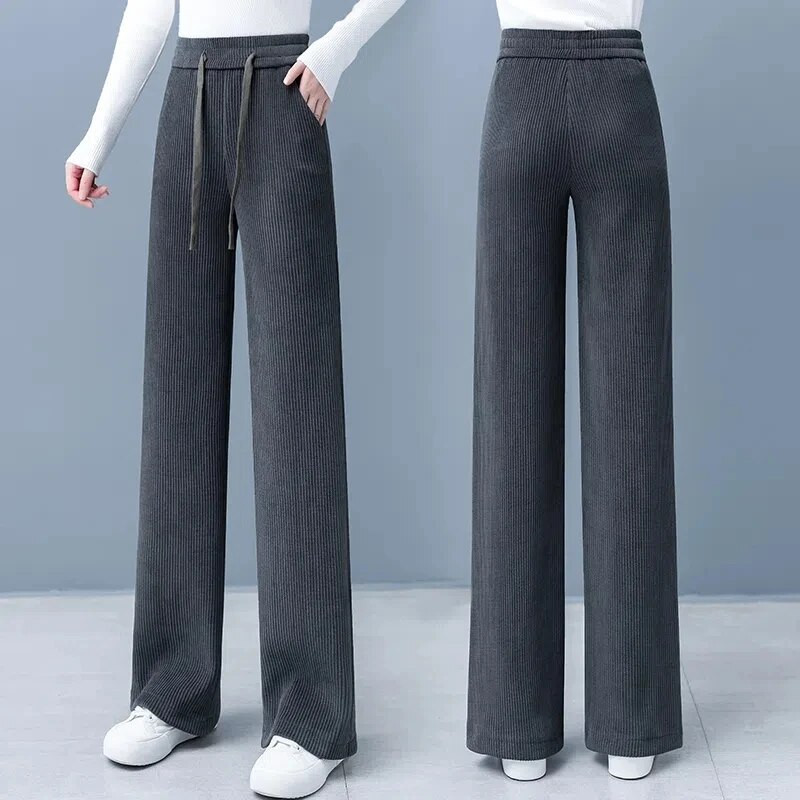 Γυναικείο παντελόνι Oversize 4xl με φαρδύ πόδι Μόδα κορδόνι ίσιο Pantalones φαρδύ παντελόνι Casual ελαστικό ψηλόμεσο κοτλέ παντελόνι