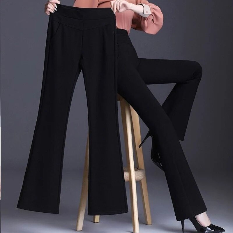 Nyáron új vékony mikro kiszélesedő nadrág női magas derekú egyszínű száz divatjavítás Stretch alkalmi nadrágok Egyszerűség